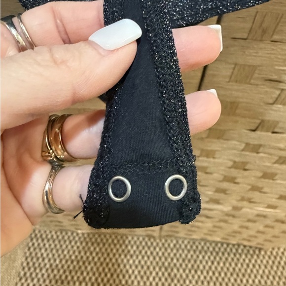 Abercrombie & Fitch Silver Shimmer Off the Shoulder Thong Bodysuit NWOT L - Picture 4 of 5